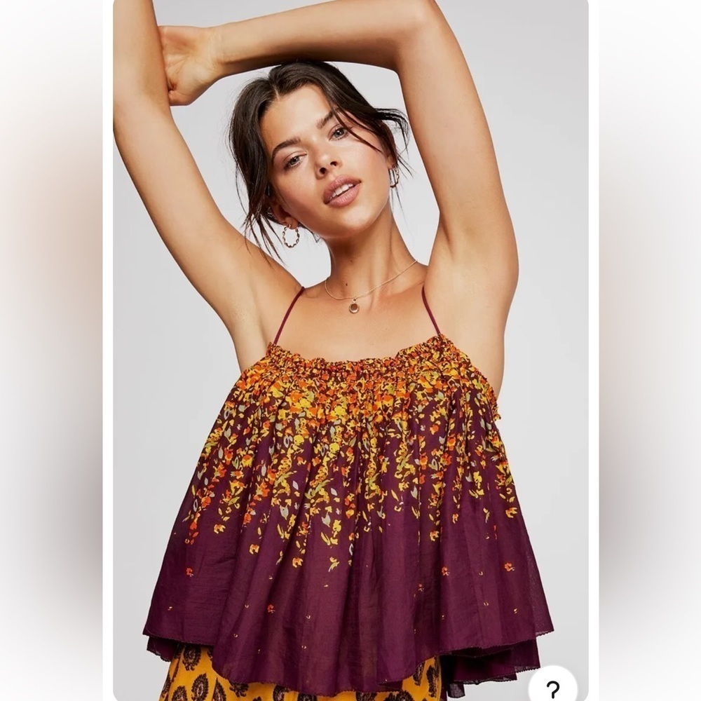 Free People Instant Crush Printed Ruffle Cami Crop Top Size XS